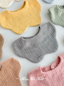 Baby Bib Soft Absorbent 100% Cotton Bib 360 Rotating Baby Towel Teething Drooling Bib For 0-3 Years