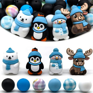 25/40PCS Winter Christmas series silicone bead set perfect for DIY handmade crafts such as keychains necklaces bracelets etc