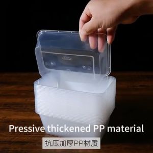 50pcs Microwavable Food Container Disposable Clear Rectangle Container Transparent Fast Food Box