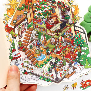 Kawaii Ping An Fruit 3DCake House  Landscape Sticker  DIY Pocket Cabin Scene Christmas gifts ﻿