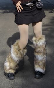 Knee-high Socks with Butterfly Knots Cotton Thread Overlap Wear Furry Leg Covers Warm Thickened Winter Womens Home Comfort Stockings