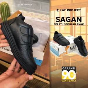 Sepatu Anak Laki laki Perempuan Sneakers Sekolah Casual Kasual Hitam Black Sagan LAF Project Kids