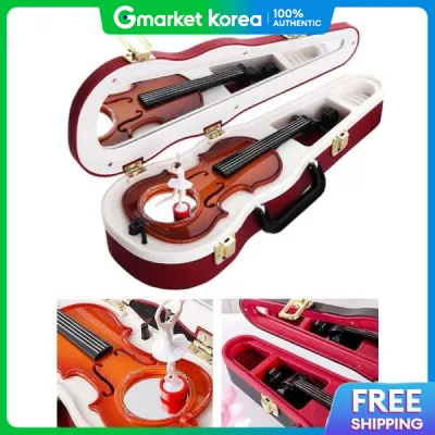 Hurum | Hộp đàn violin Wipple Classic tích hợp nhạc hộp màu đỏ đồ trang trí nội thất lên dây cót.
