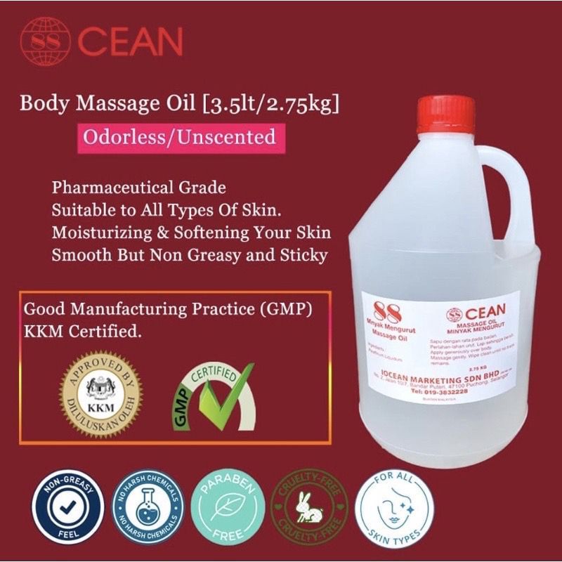 OCEAN 88 MASSAGE OIL 3500ml non-sticky body massage oil] [Approved by KKM Malaysia] [Odorless]