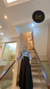 Gamis Set Hijab Amina Dress Motif Geometris.//Tanpa Hijab/