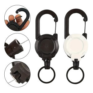 1/8Pcs Heavy Duty Retractable Badge Reel Anti-theft Metal Easy-to-pull Buckle Rope Elastic Keychain Sporty Retractable Key Tools