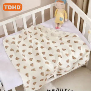 TDHD Soft Foldable Swaddle Blanket for Newborns - Light Beige-Friendly Cotton Perfect for Bath Time & Cuddling Wrinkly Texture