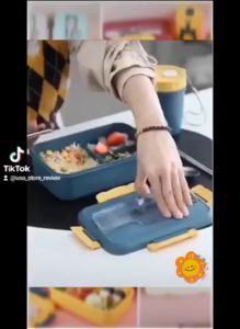 Hộp Cơm Văn Phòng 3 Ngăn Có Giá Đỡ Điện Thoại Tặng Kèm Đũa Muỗng Inox Chất Lượng Hộp Cơm Văn Phòng Có Túi Xách - VinhBuiStore