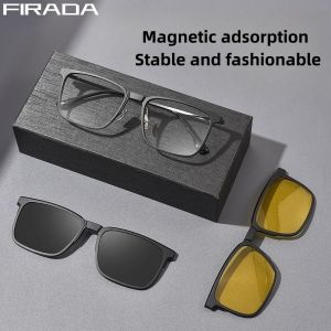 Firada phân cực kính thời trang thoải mái Retro Kính vuông nam sang trọng Khung kính theo toa thuốc b5088m