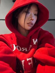 Áo Nỉ Trùm Đầu Màu Đỏ Dày Dặn Có Mũ Trùm Đầu Mùa Thu Đông Cho Cặp Đôi Áo Khoác Ngoài Rộng Rãi in Hình Cổ Điển Áo Nỉ Thoải Mái Thường Ngày