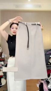 A99 Chân Váy Xẻ Sau Kèm Thắt Lưng