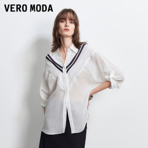 Vero Moda | Women Autumn New Style Lyocell Linen Dropped Shoulder Contrast Stripe Shirt