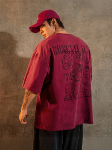 LUJIAMEN | Cultural Trend Wealth God Printed Red T-shirt