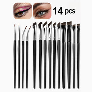 14pcs Precise Eye Makeup Brush Set Including Angled Eyeliner Brush Ultra-Fine Eyeliner Brush And Eyebrow Brush Suitable