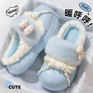 Dép EVA Chống Thấm Nước Mùa Đông Trong Nhà Chống Trượt Ấm Áp Lót Lông Dày Đế Bằng Dép Cotton Cho Nữ Dép Bông Trong Nhà