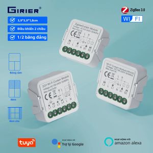 Mô-đun Công Tắc Rèm Thông Minh GIRIER Tuya WiFi RF433 ZigBee Cho Rèm Cuốn Tương Thích Với Alexa & Google Assistant
