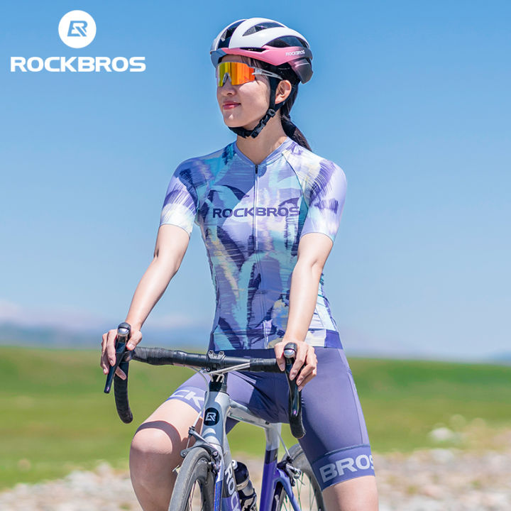 ROCKBROS Women Cycling Jersey Elastic Breathable Print Colorful