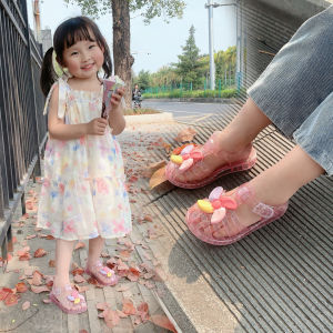 Princess Style Childrens Plastic Sandals Soft Bottom Roman Beach Shoes Crystal Fruit Design Retro 80s Girls Fashion Footwear