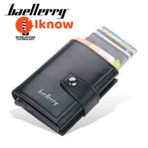 I know Baellerrys new mens card bag European and American RFID aluminum box elastic card clip multi slot anti magnetic buckle clip sleeve