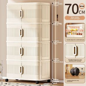 Collapsible Multifunction Sliding Door Storage Cabinet