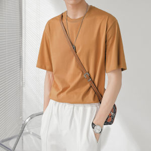 Pure Cotton Mens T-Shirt White Loose Fit Half Sleeve Summer Fashion Casual Wear Anti-Wrinkle Treatment Standard Fit round Neck