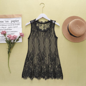 Plus Size Fashionable All-Match Camisole Bottoming Shirt round Neck Lace Shirt Inner Wear Outer Wear Sleeveless Tops Womens K-style