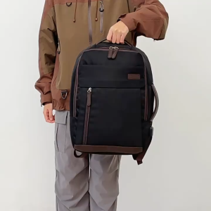 Black Backpack with USB Port Expandable 15.6 Inch Laptop Waterproof