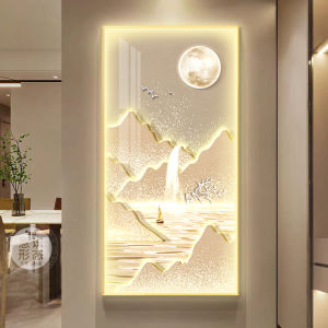 Make a Fortune as Endless as Flowing Water Accessible Luxury Home Entry Entrance Painting Front Door Fancy Wall Lamp Landscape Painting Corridor and Aisle Painting