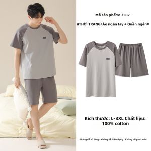 MiiOW | Bộ Đồ Ngủ Mùa Hè Bằng Cotton Áo Tay Ngắn Quần Dài Mỏng