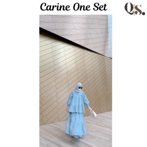 Carine Setelan Wanita One Set Jumbo Atasan Blouse + Rok Bahan Katun Linen Rami Set Kekinian Terbaru