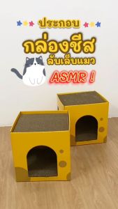 Winky Wink หมอนไม้กล่องชีส บ้านแมว 2 ชั้น เสาลับเล็บแมว
