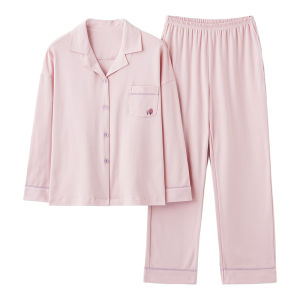 MiiOW | Pure Cotton Sleepwear Womens Spring Autumn Long Sleeve Long Pants Casual Home Clothes Set Suitable For Outdoor Wear