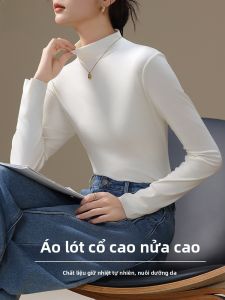 MiiOW | Áo sơ mi nữ tay dài màu trơn thời trang thu đông cổ cao thường ngày thoải mái mềm mại mặc trong và ngoài