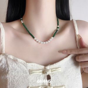 New Chinese Style Agate Pearl Necklace for Women Luxury Lightweight Unique Design Versatile High-End Feeling Clavicle Chain Jewelry