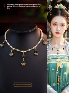 สร้อยคอขี้หนามอ่อนประดับลูกปัดสีเขียวสไตล์จีนโบราณสำหรับใส่ในชีวิตประจำวัน ประดับเครื่องประดับแบบย้อนยุค