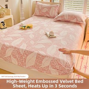NAIYOUCHENG | Floral Milk Velvet Warm Bed Cover Mattress Protector