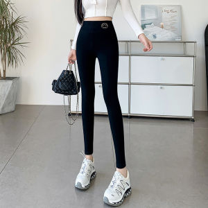 Black High Waist Cotton Leggings women Outer Wear Spring and Autumn Thin Slim fit Slimming Cropped Pants Stretch Plus size Long Johns