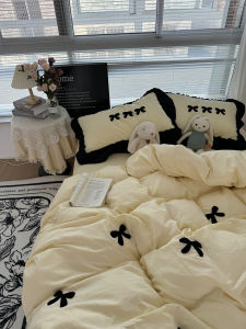 Gentle Girl Heart French Hepburn Lace Washed Cotton Four-Piece Set Butterfly Knot Towel Embroidered Duvet Cover Student Three-Piece Set