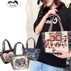 COD Tas Fashion Wanita Kanvas ToteBag Dengan Resleting Tas Bahu Gaya Retro BAG01