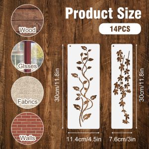 12PCS Floral Vine Stencil Set Border Painting Template Reusable Drawing Stencil for DIY Wall Art Furniture Decor Scrapbooking Cr