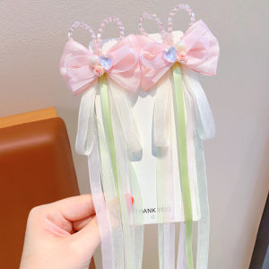 DUBAO | Ancient Style Floral Ribbon Hair Clip with Bow Enchanting Princess Hair Accessory