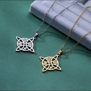 Skyrim | Nữ Skyrim Phù Thủy Nút Thắt Vòng Cổ Thép Không Gỉ Valknut Triskelion Ankh Chữ Thập Ngôi Sao Năm Cánh Vintage Hình Học Mặt Dây Chuyền Trang Sức