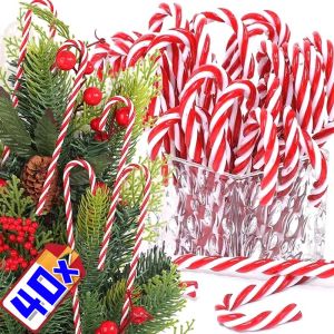 ของตกแต่งต้นอ้อยลูกกวาดสำหรับเทศกาลคริสต์มาส40ชิ้นไม้เท้าบิดลูกกวาดพลาสติกต้นคริสต์มาสแขวนปาร์ตี้จี้คริสต์มาสไม้เท้าบิด