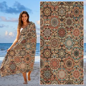 Microfiber Beach Towel Exquisite Prints Thin Quick Dry Absorbent Extra Large Towel for Beach Swimming Camping Yoga Bath Sports