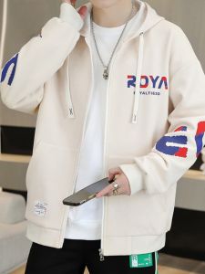 ROMON | Romon Mens Open Cardigan Hoodie Casual Loose Fit Spring Autumn New Style Youth Fashionable Zipper Jacket Coat Trendy