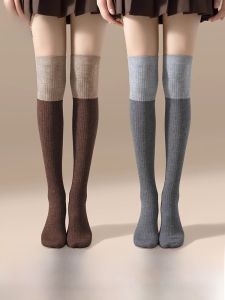 MiiOW | ถุงเท้าขนสัตว์ยาวถึงเข่าสำหรับผู้หญิง ถุงเท้าผ้าขนสัตว์แบบมีรอยต่อ อบอุ่น ป้องกันการลื่น ทรงสลิมฟิต ถุงเท้าผ้าขนสัตว์ฤดูใบไม้ร่วง/ฤดูหนาว