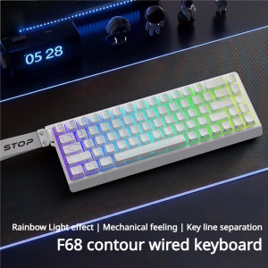 EWEADN | EWEADN F68 Wired Mechanical Keyboard 68 Keys Hot‑Swappable RGB Backlit 65% Layout Type‑C Detachable Cable Gaming Keyboard
