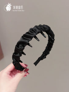 Elegant Wide Edge Satin Hairband Womens Fashion Face Slimming Cloud Toothcomb Headband Luxury Sensation Hair Clip