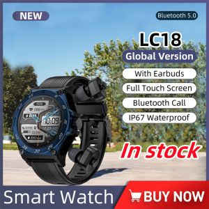 Rainbuvvy LC18 TWS Wireless Earbuds Smart watch 1.53 inch Full touch screen Bluetooth Call Music Player IP67 Waterproof Men Women SmartWatch
