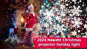 Christmas Snowflake Projector Lights Outdoor Double Adjustable Head White LED Snowfall Christmas Lights Waterproof Snow Flurries Landscape Decorative Lighting for Xmas Holiday Party Garden Patio Indoor Yard Outside Home Decoration